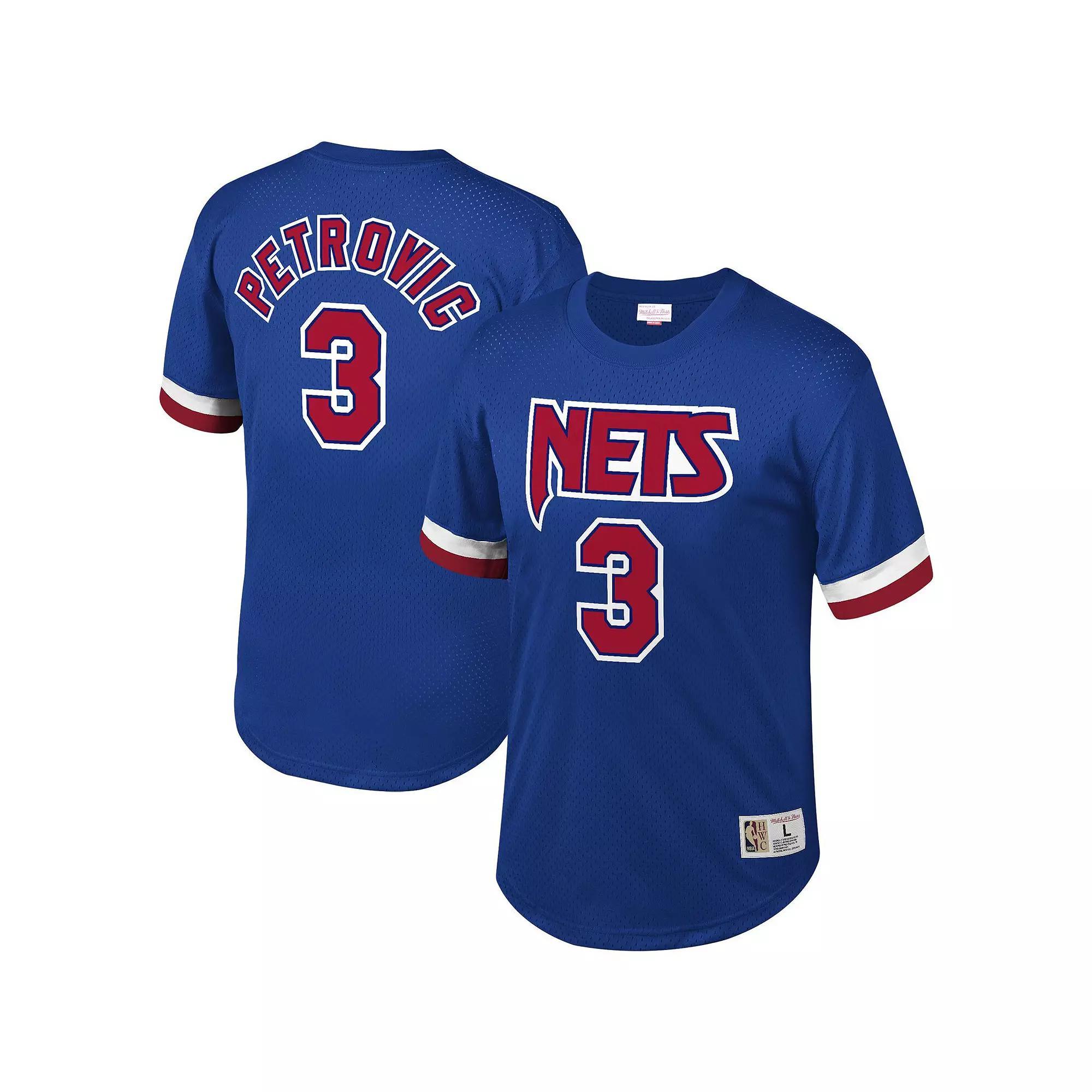 Men's Mitchell & Ness Drazen Petrovic Royal New Jersey Nets Mesh T-Shirt, Size: Small, Nba Blue Product Image