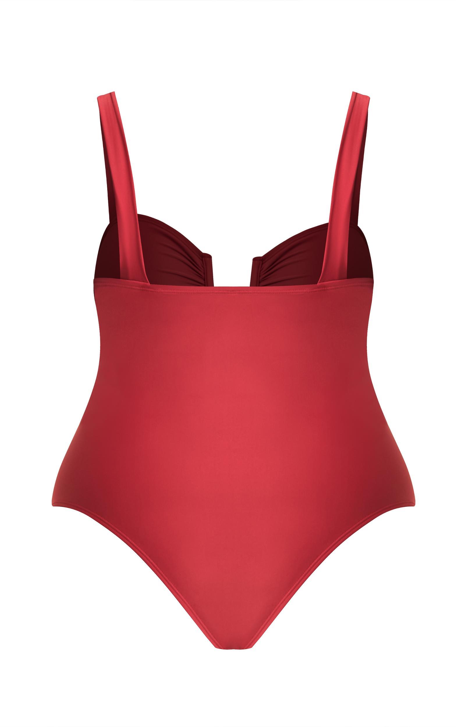 Plus Black Underwired U Bar Ruched Cup Swimsuit Product Image