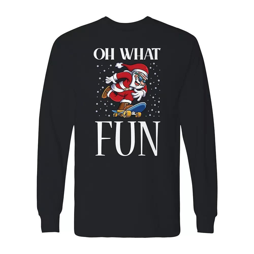 Men's Christmas Santa Oh What Fun Long Sleeve Graphic Tee, Adult Unisex,  Product Image