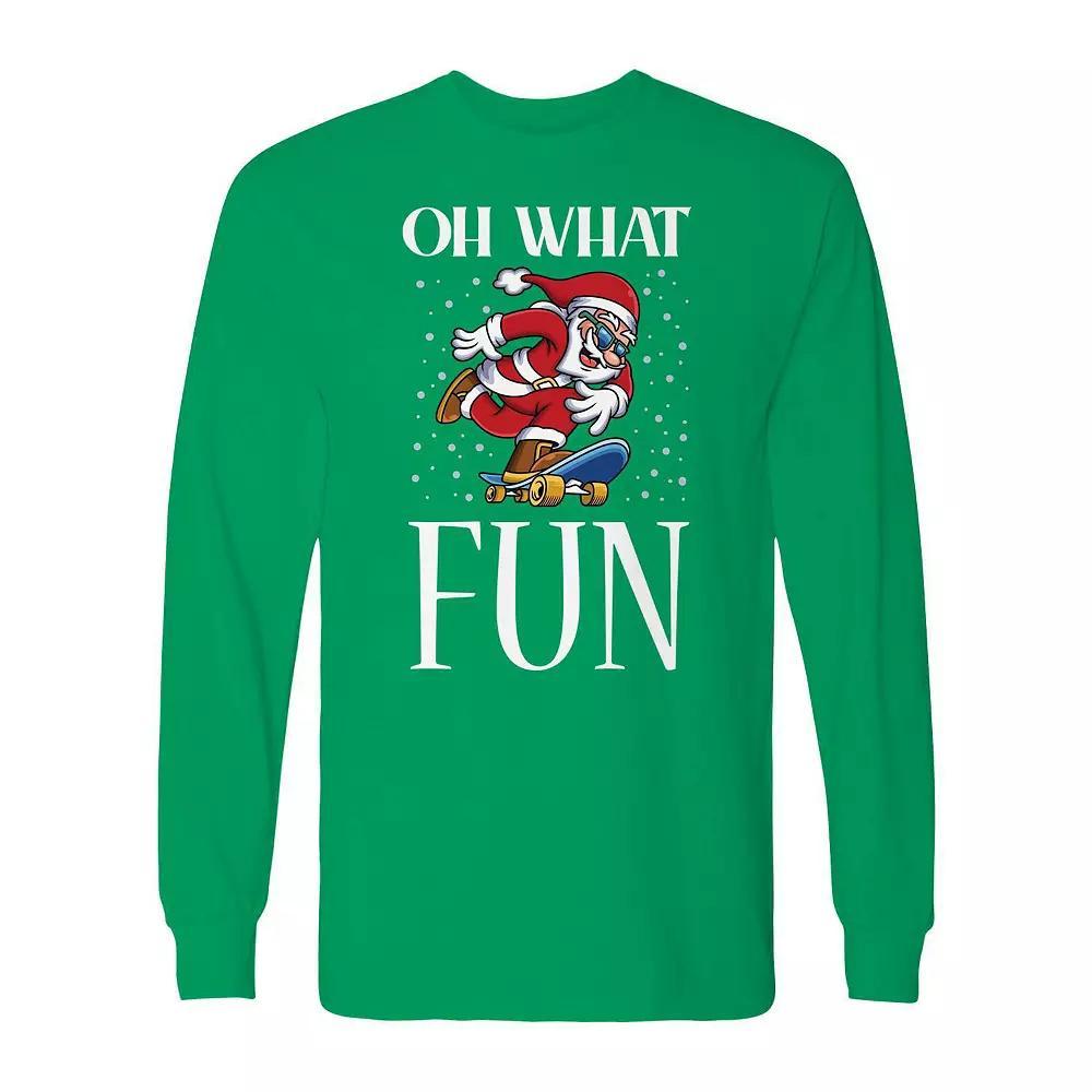 Men's Christmas Santa Oh What Fun Long Sleeve Graphic Tee, Adult Unisex,  Product Image