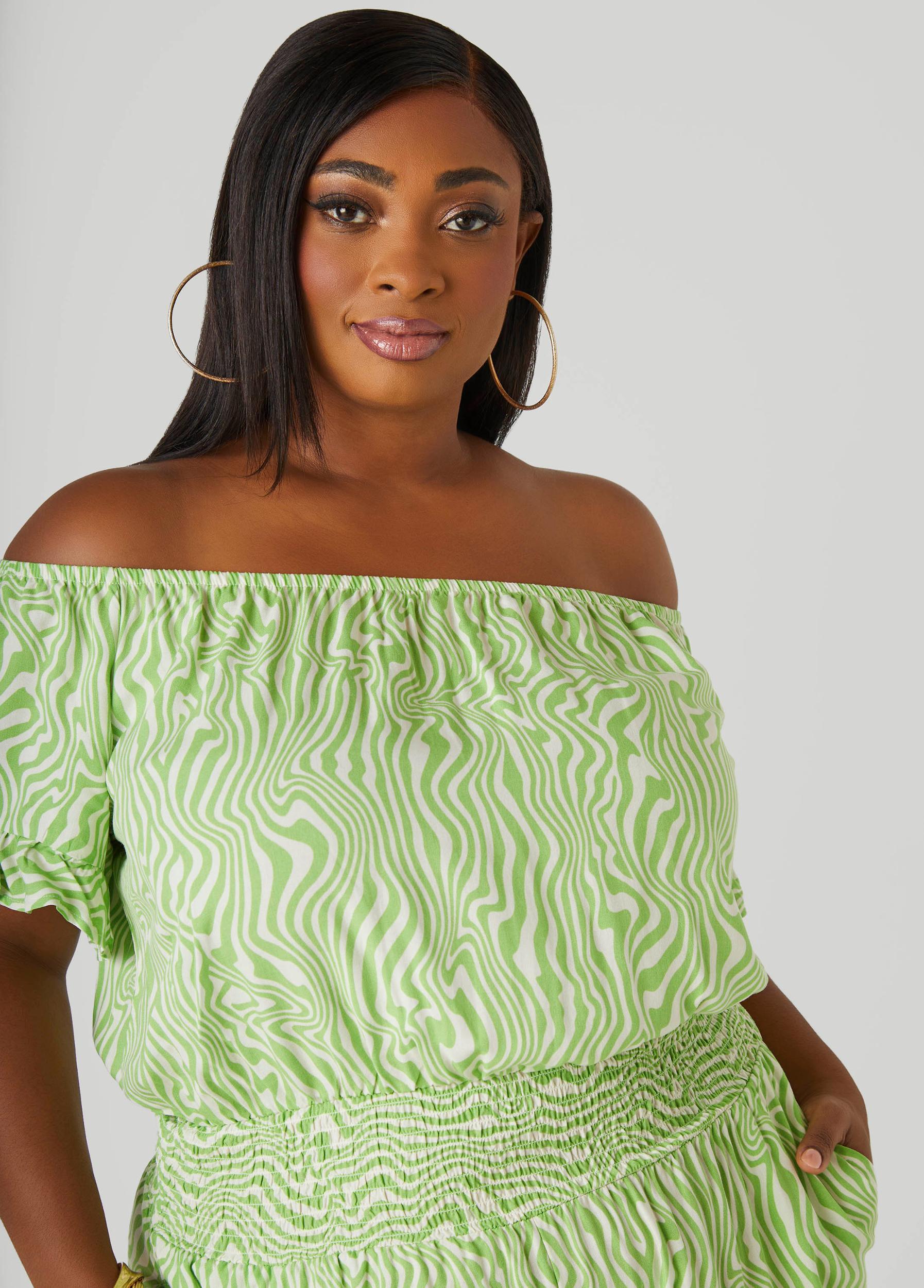 Off The Shoulder Swirl Romper Product Image