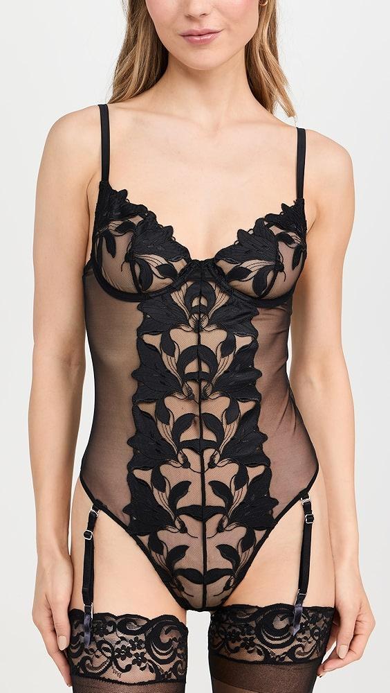 Fleur du Mal Lily Embroidery Cupped Thong Bodysuit | Shopbop Product Image