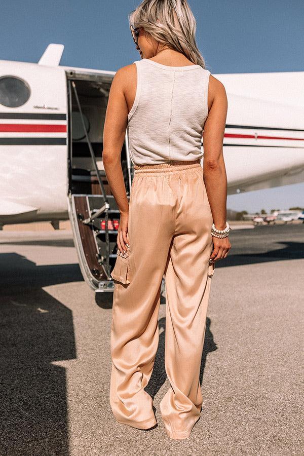 Sure And Steady High Waist Trousers In Tan Product Image