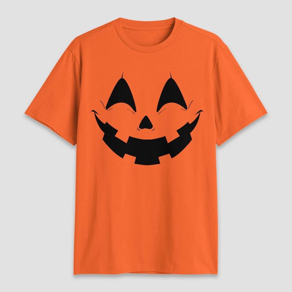 Mens Pumpkin Face Short Sleeve Graphic T-Shirt - Orange Product Image