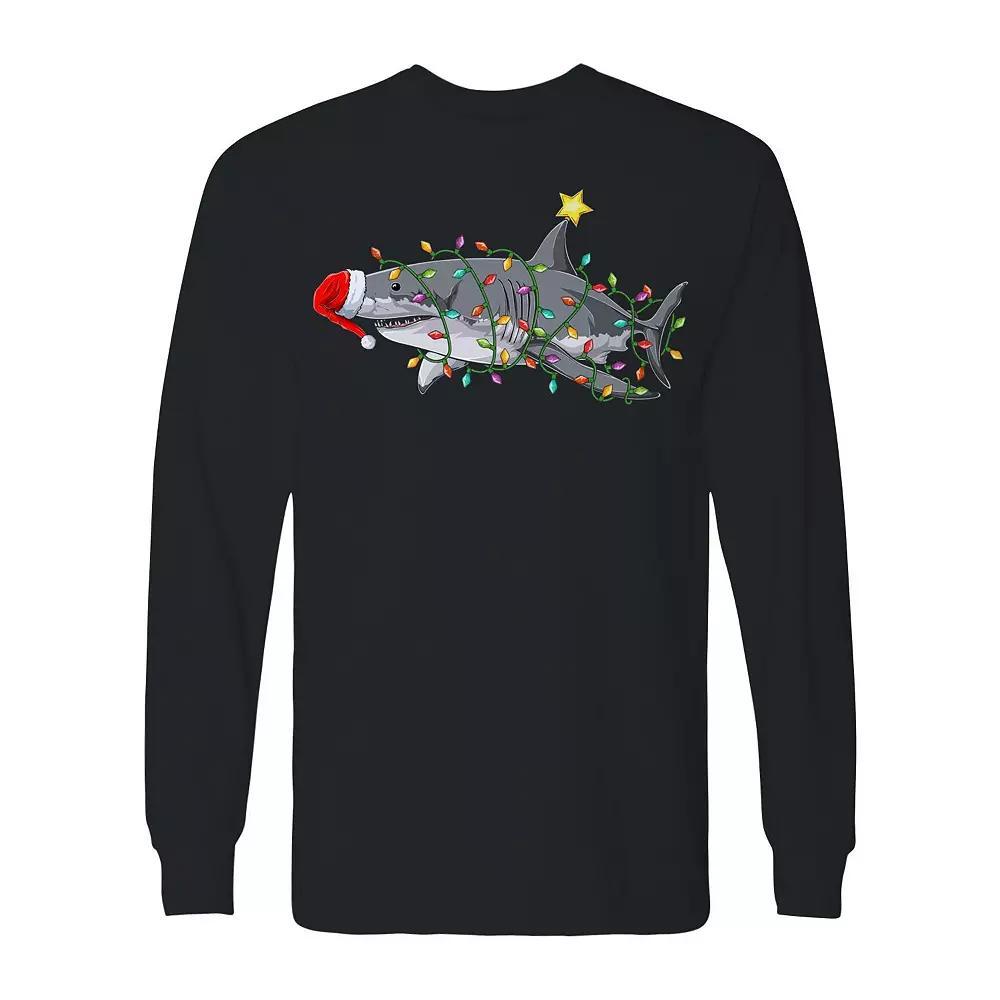 Men's Christmas Light Shark Long Sleeve Graphic Tee, Adult Unisex,  Product Image