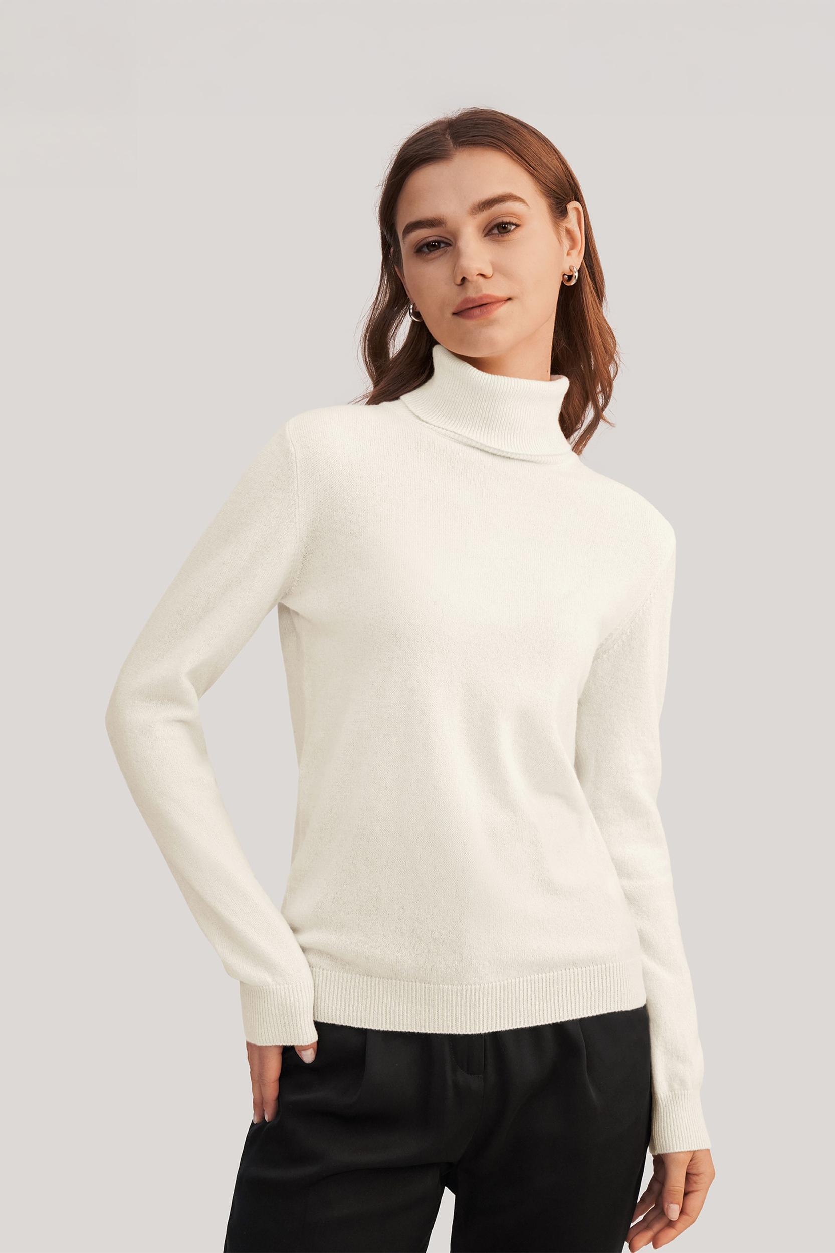 LILYSILK 100% Cashmere Sweater Women Turtleneck Design Wardrobe Must-have Black Product Image