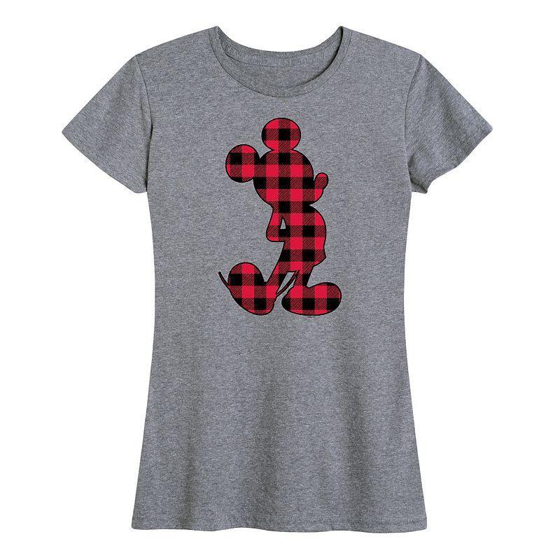 Disney's Mickey Mouse Women's Plaid Graphic Tee, Size: Large, White Product Image