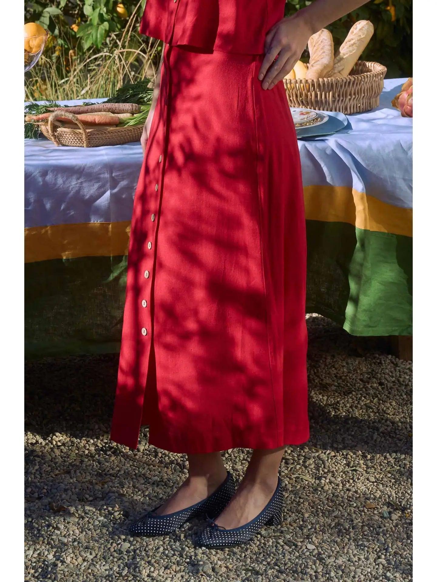 Button Front Midi Skirt Product Image