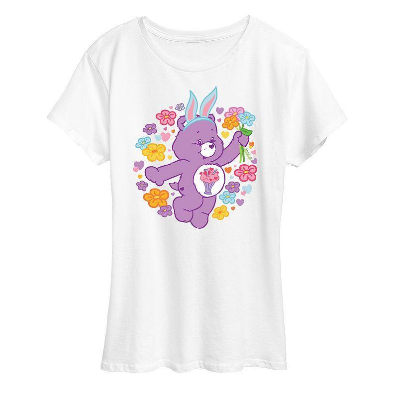 Womens Care Bears Bunny Bear Graphic Tee Grey Royal Blue Product Image