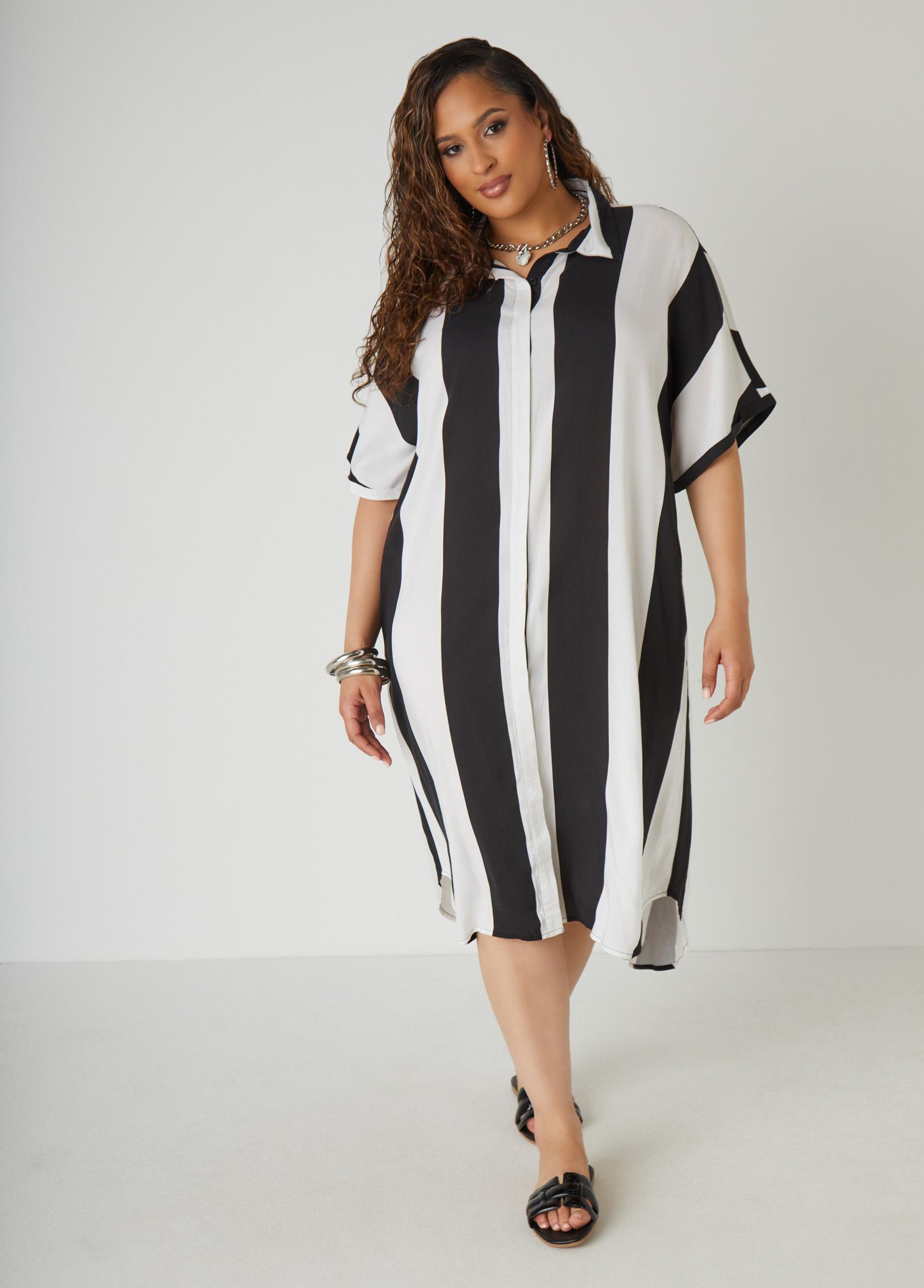 Striped Hi Low Shirtdress Product Image