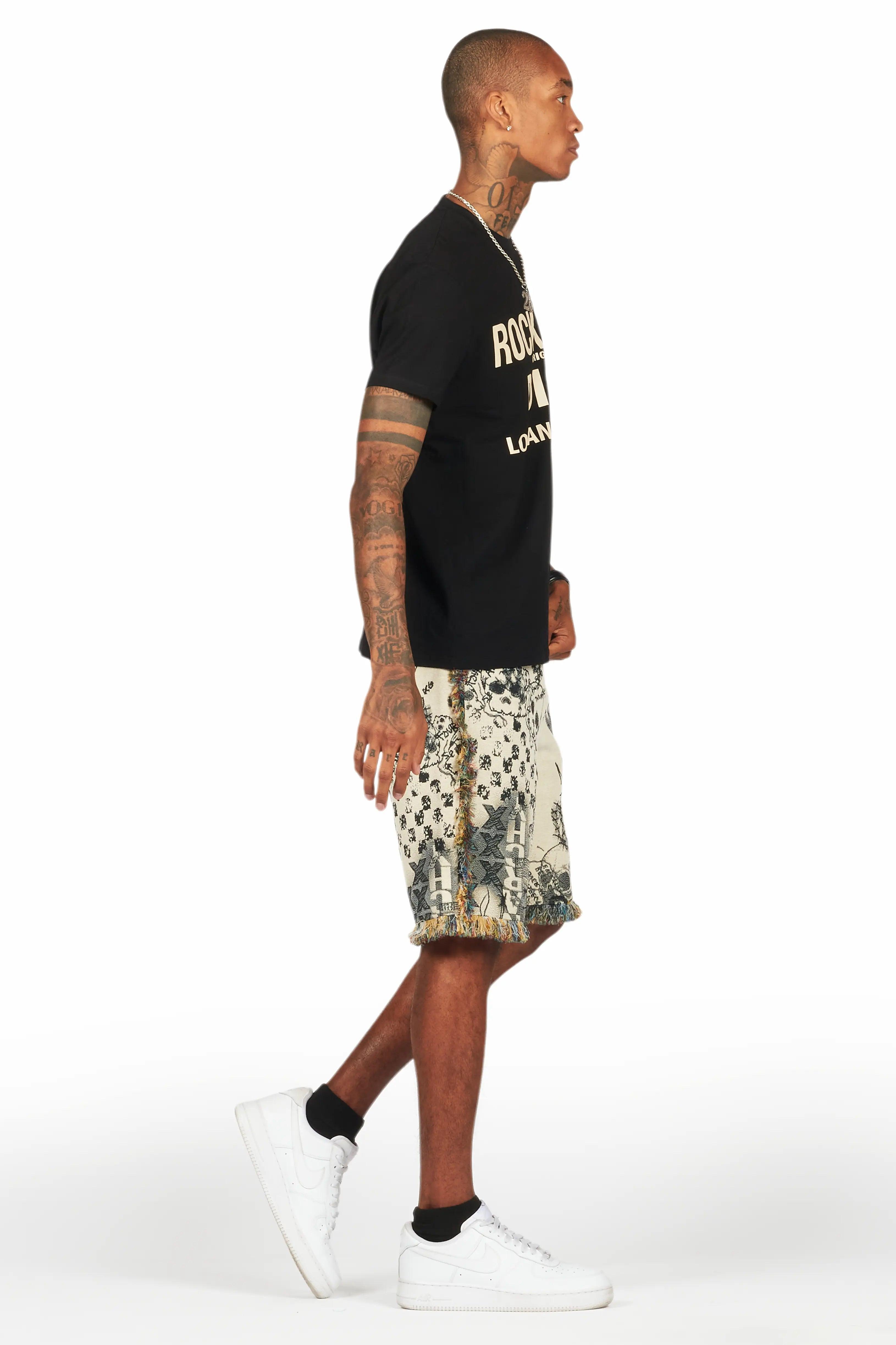 Tappy Black/Beige T-Shirt Short Set Male Product Image