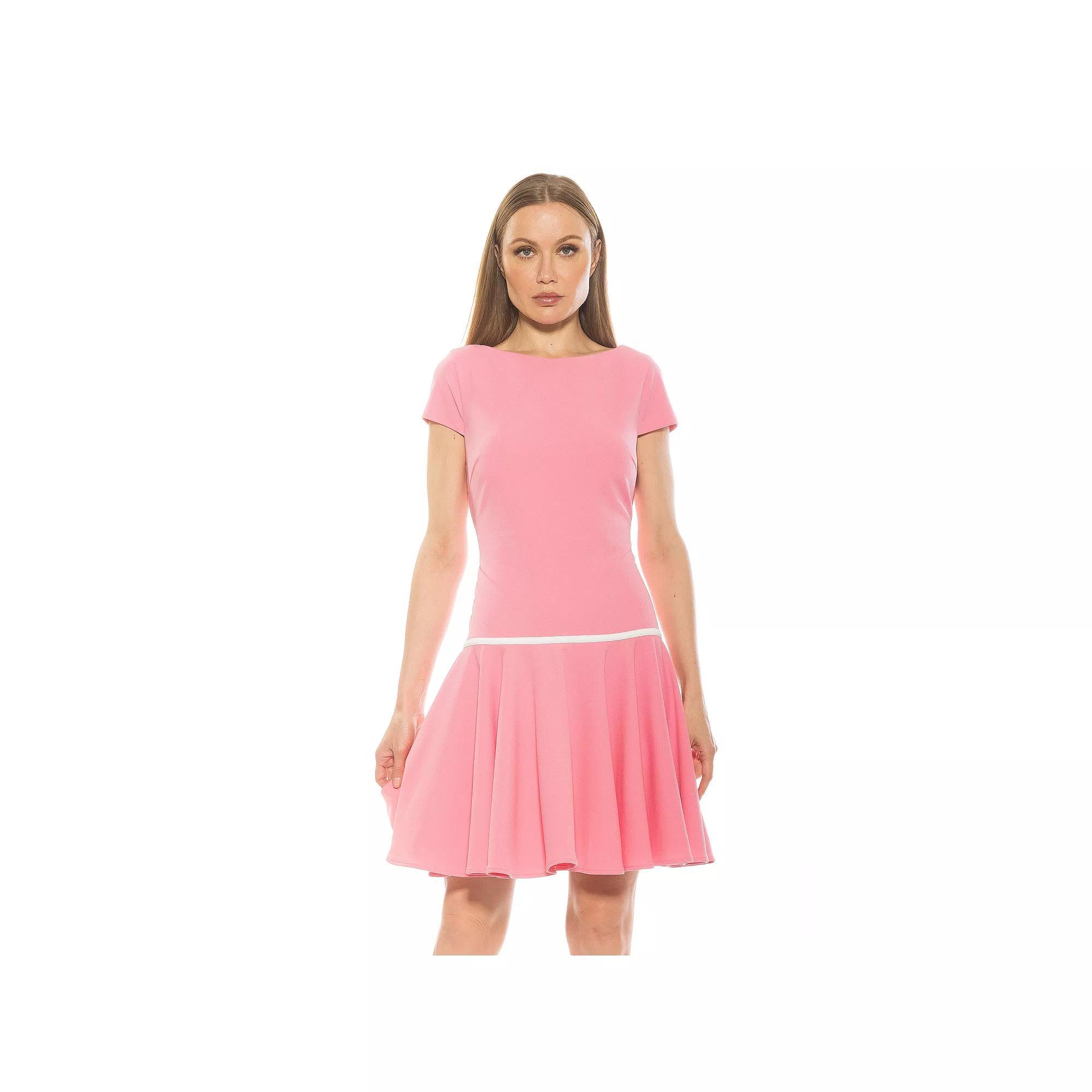 Women's ALEXIA ADMOR Aoife Boatneck Cap Sleeve Dropped Waist Dress,  Product Image