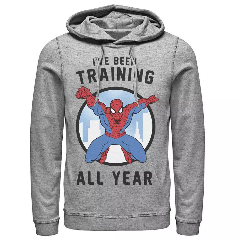 Men's Marvel Spider-Man I've Been Training All Year Hoodie, Size: Large, Athletic Grey Product Image