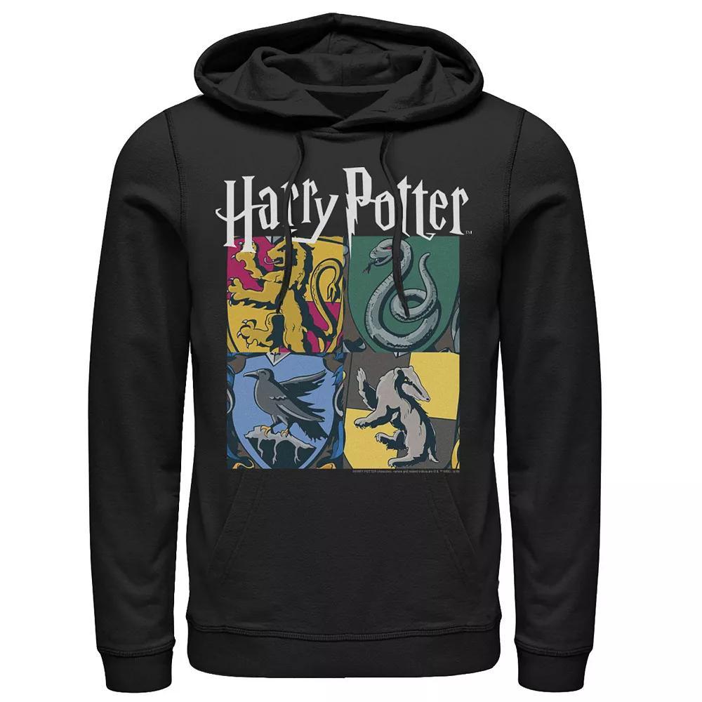 Men's Harry Potter Hogwarts Houses Vintage Collage Hoodie, Size: Medium, Black Product Image