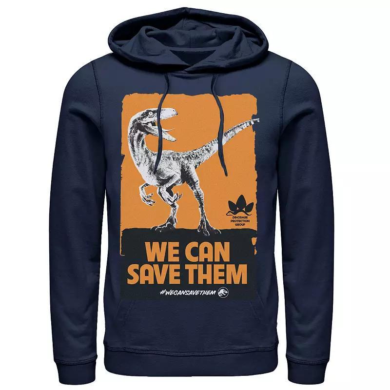 Men's Jurassic World We Can Save Them Poster Hoodie, Size: Small, Grey Heather Product Image