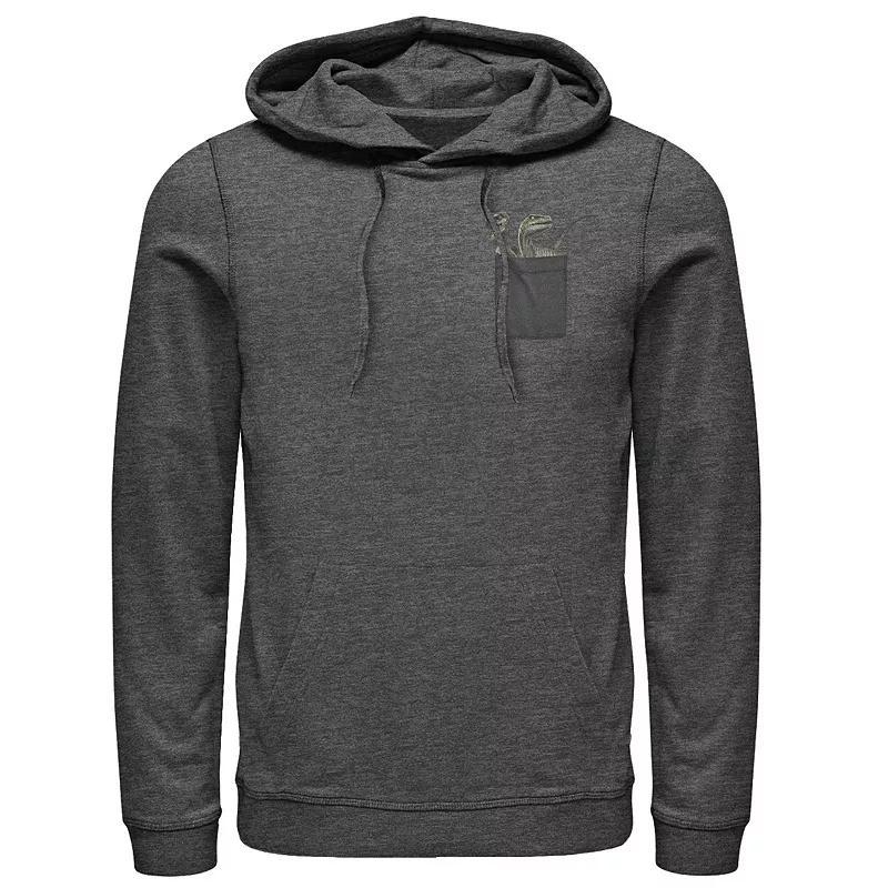 Men's Jurassic Park Raptor Hold Logo Pocket Hoodie, Size: 3XL, Athletic Grey Product Image