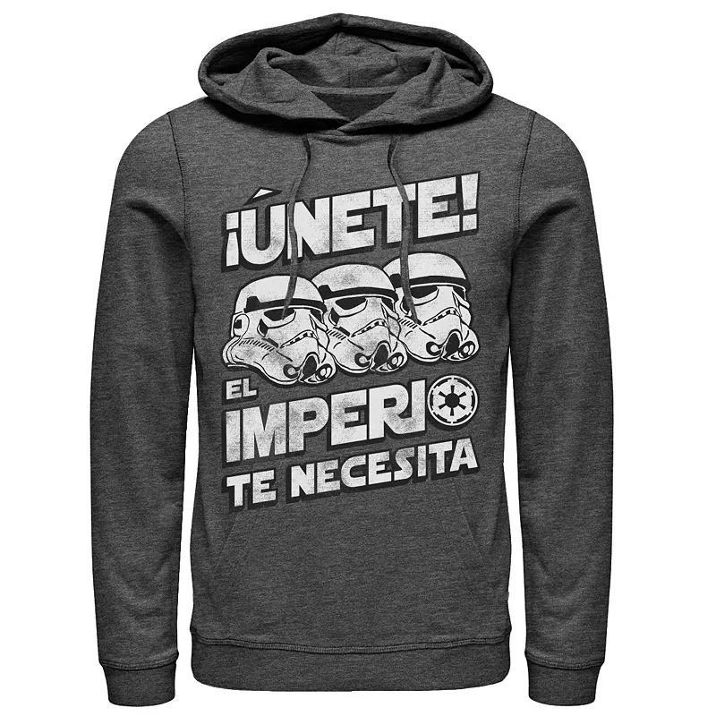 Men's Star Wars Unete El Imperio Te Necesita Stormtrooper Faded Portrait Hoodie, Size: Large, Athletic Grey Product Image