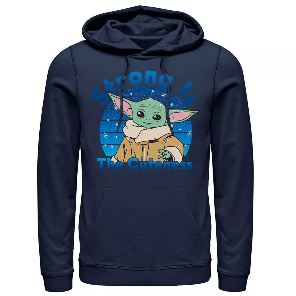 Men's Star Wars The Mandalorian The Child Aka Baby Yoda Strong Is The Cuteness Hoodie, Size: XXL, Blue Product Image