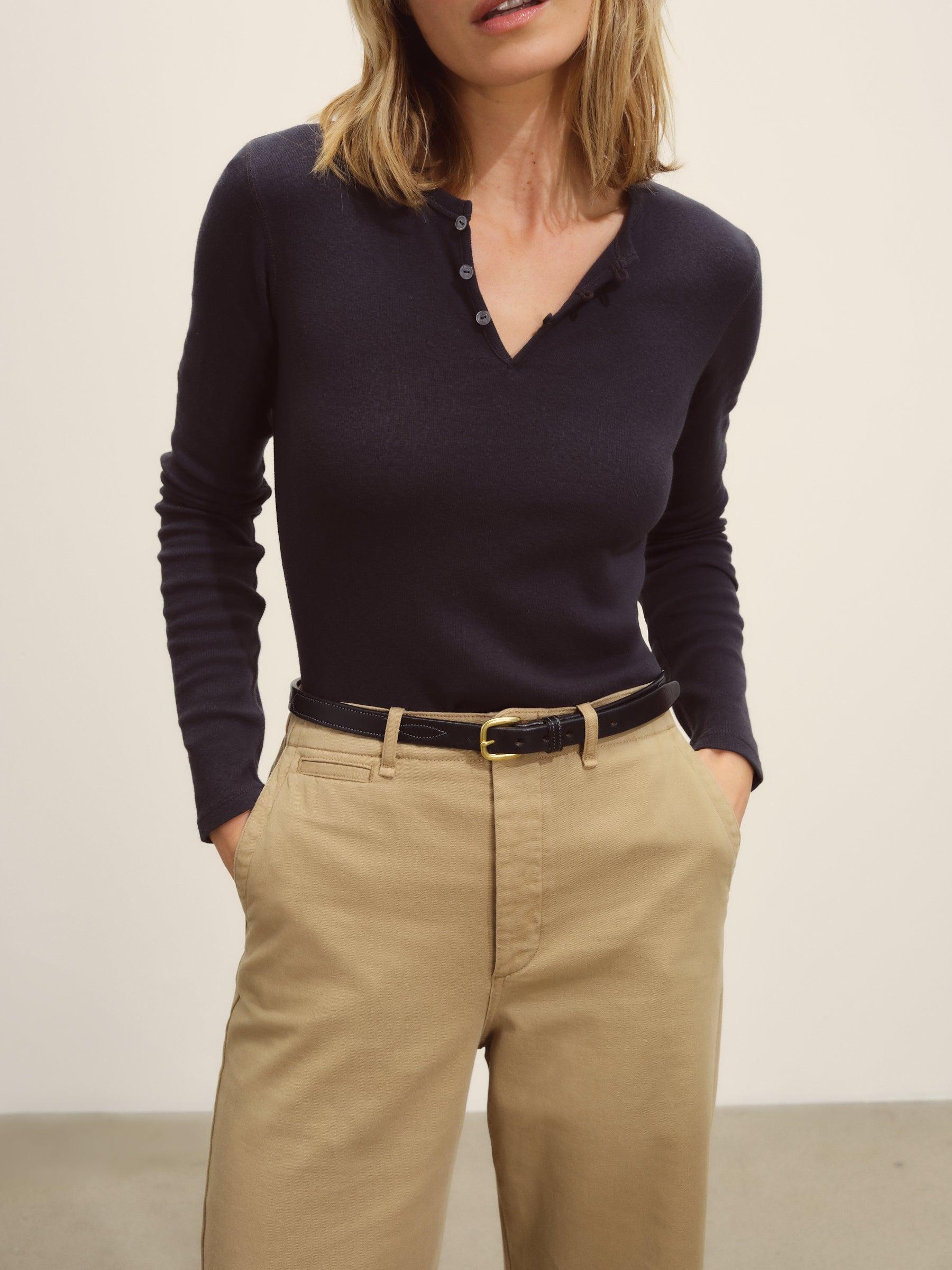 Soft Black Heirloom Rib L/S Henley Product Image