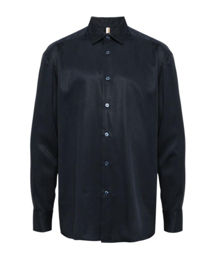 HUGO BOSS Button-up Cotton Shirt In Black Product Image