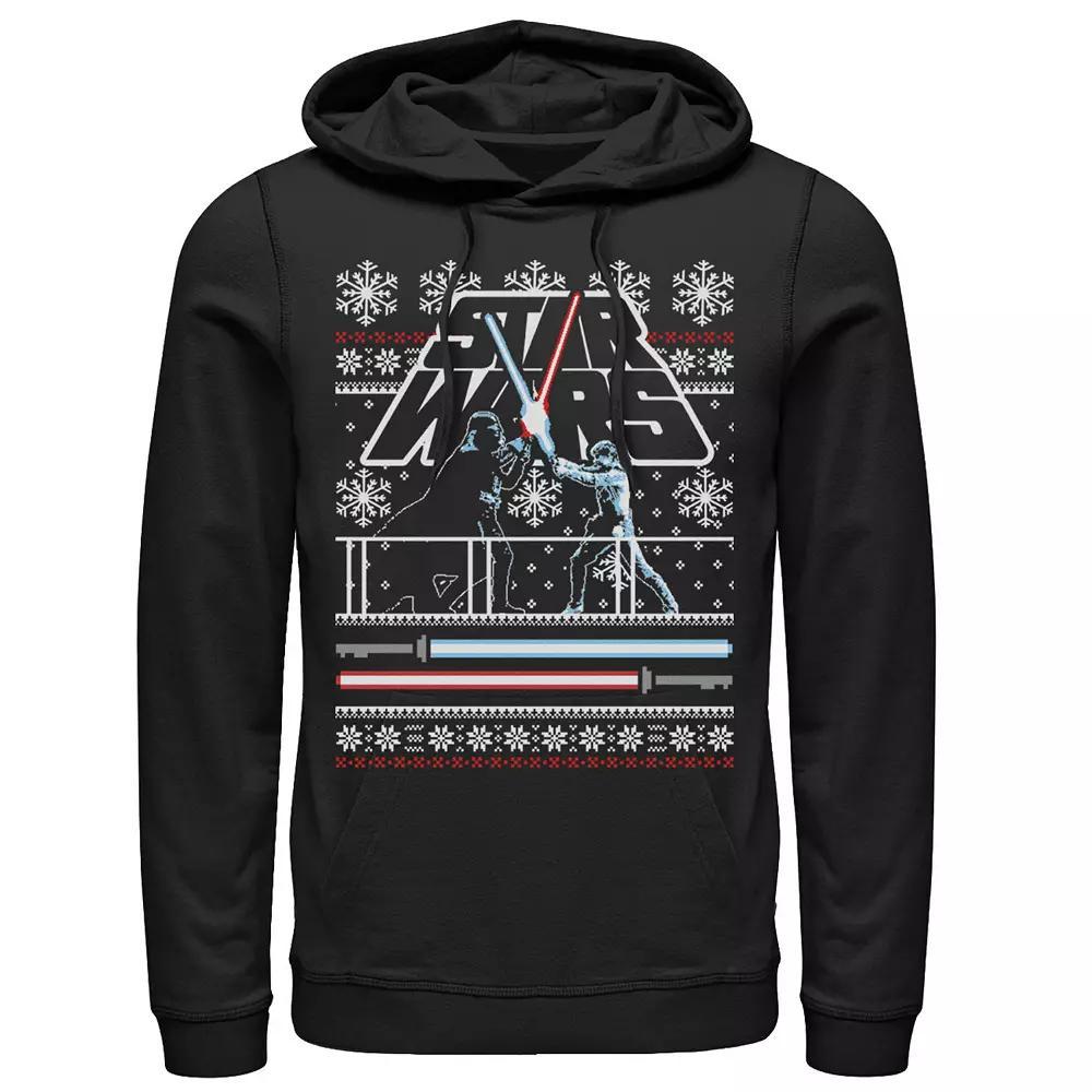 Men's Star Wars Luke Vader Face Off Ugly Christmas Sweater Hoodie, Size: Medium, Black Product Image