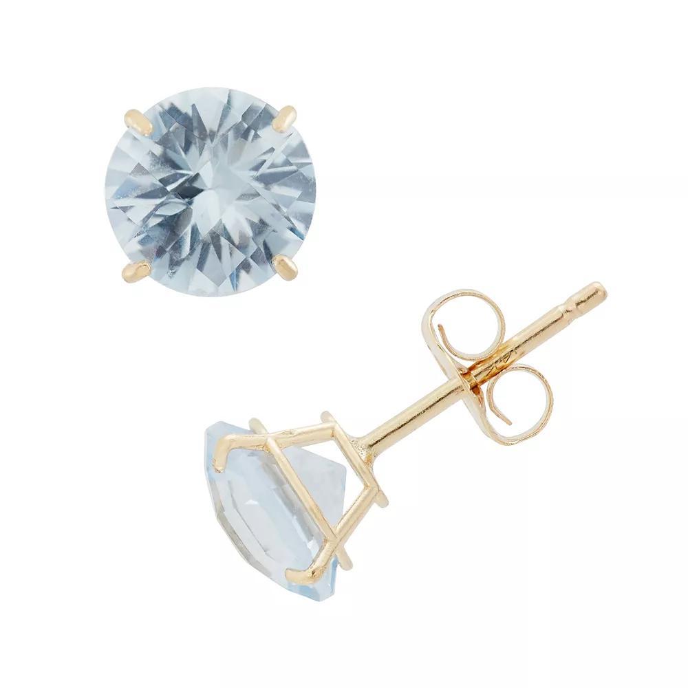 Designs by Gioelli Lab-Created Aquamarine 10k Gold Stud Earrings, Women's, Blue Product Image