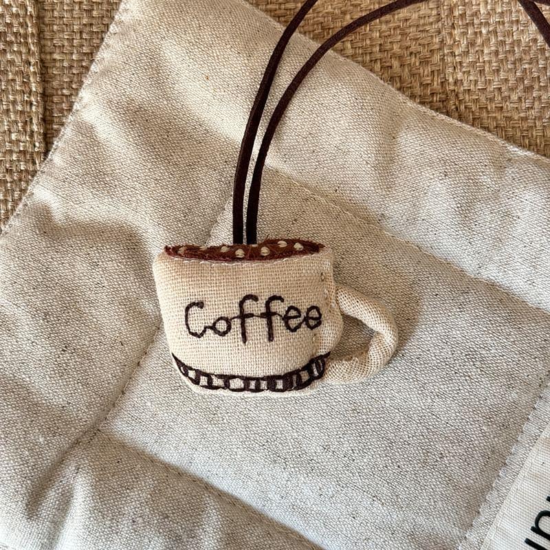 Coffee Fabric Pendant Cord Necklace (Various Designs) Product Image