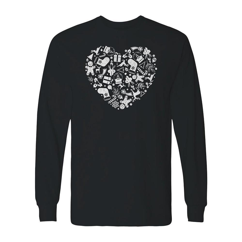 Men's Christmas Heart Long Sleeve Graphic Tee, Adult Unisex,  Product Image