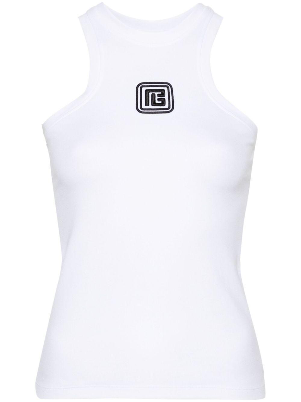 BALMAIN Retro Pb Tank Top In White Product Image