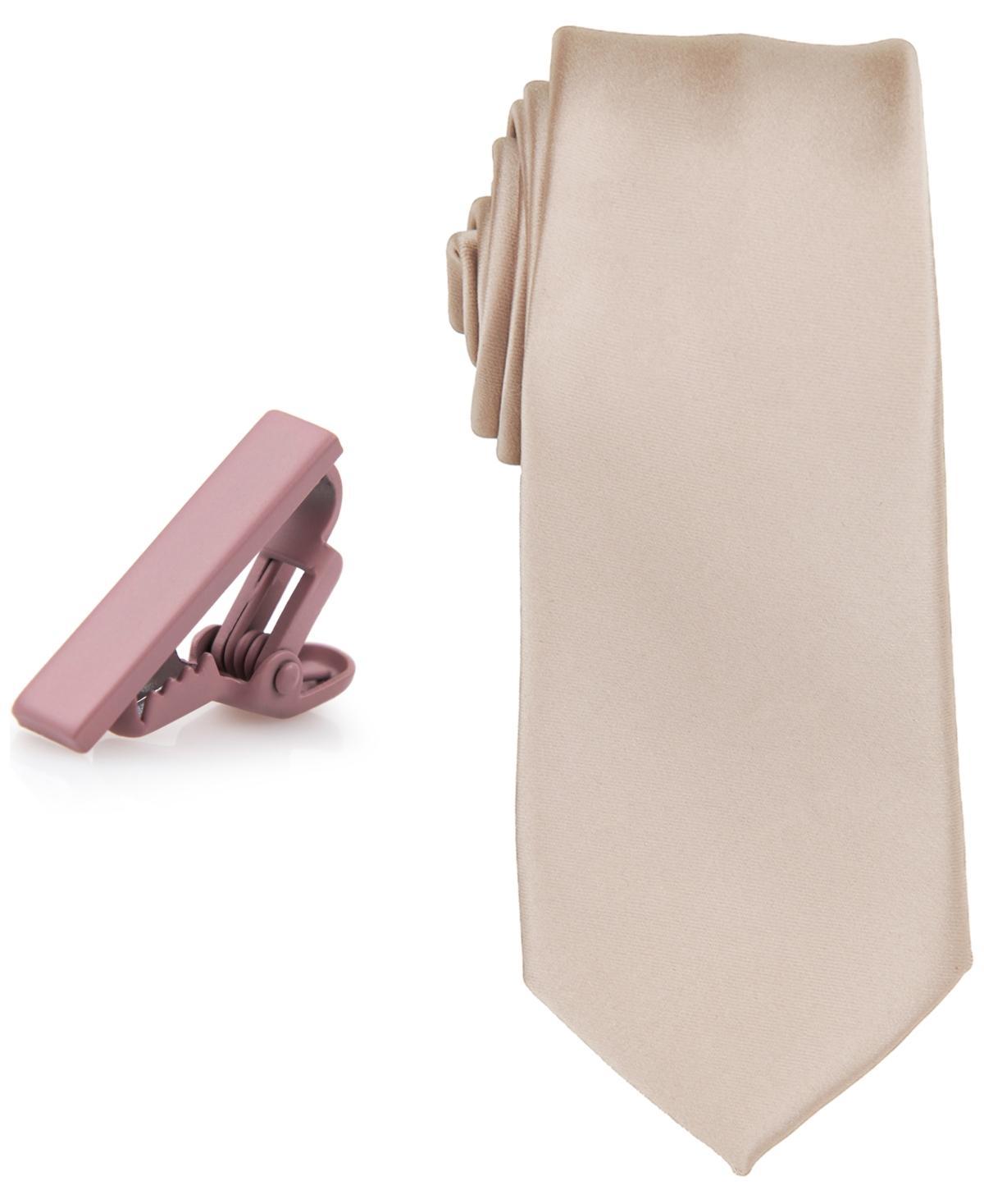 ConStruct Mens Solid Tie & 1 Tie Bar Set Product Image