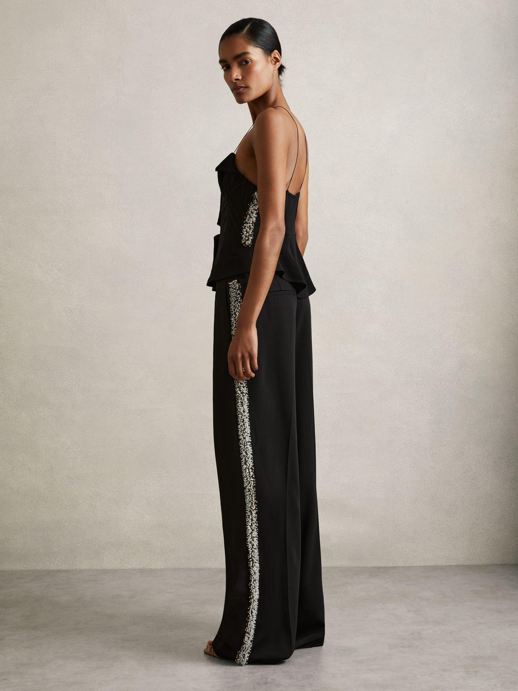 Atelier Embellished Wide-Leg Trousers in Black Product Image