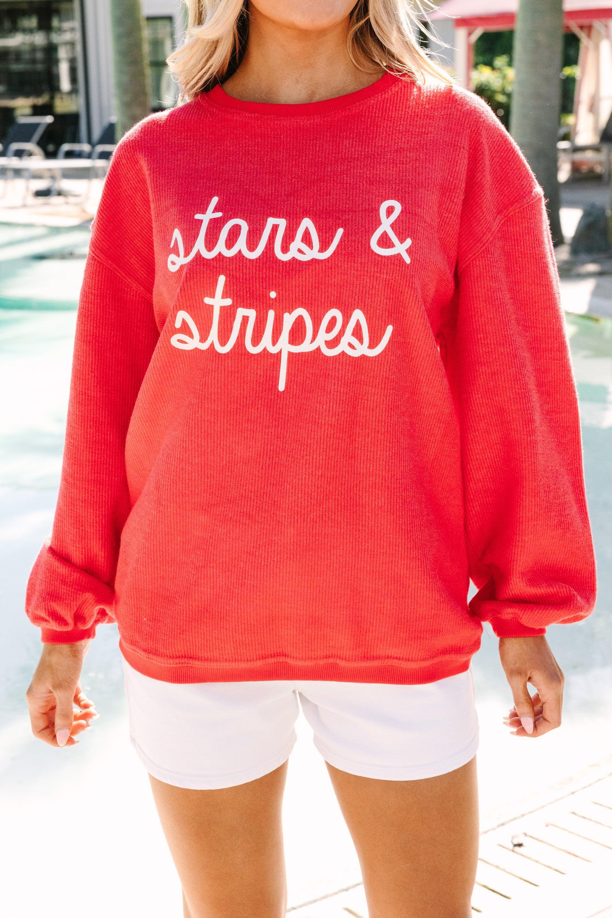 Stars & Stripes Red Graphic Corded Sweatshirt Female Product Image