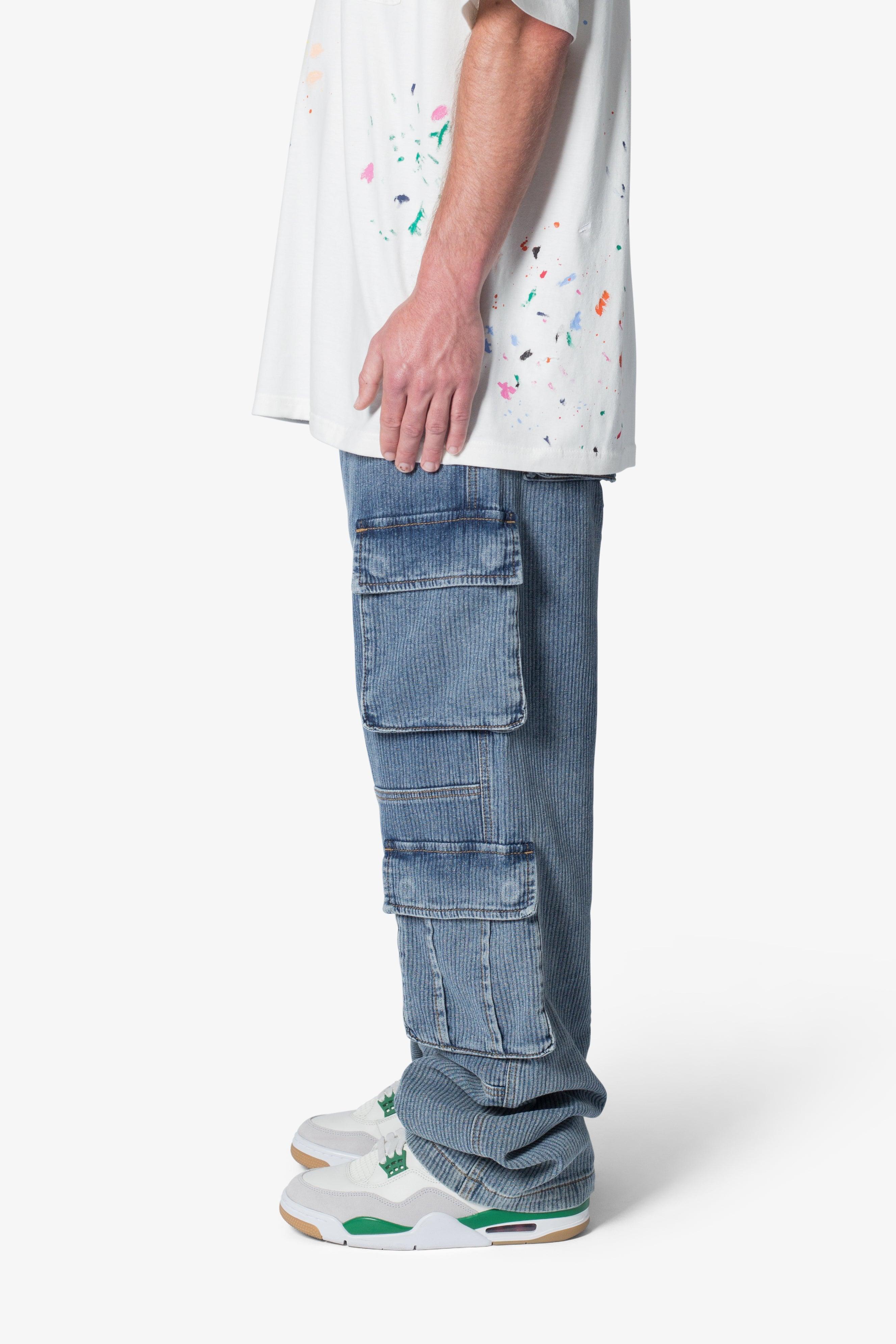 Ultra Baggy Stacked Cargo Pants - Vintage Blue Product Image