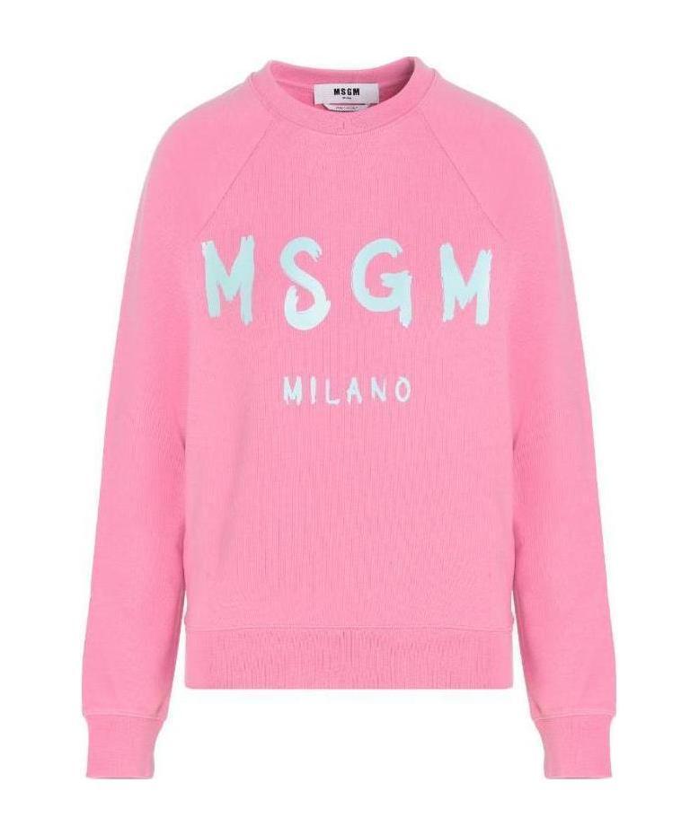 MSGM Logo Print Cotton Sweatshirt In Pink Product Image