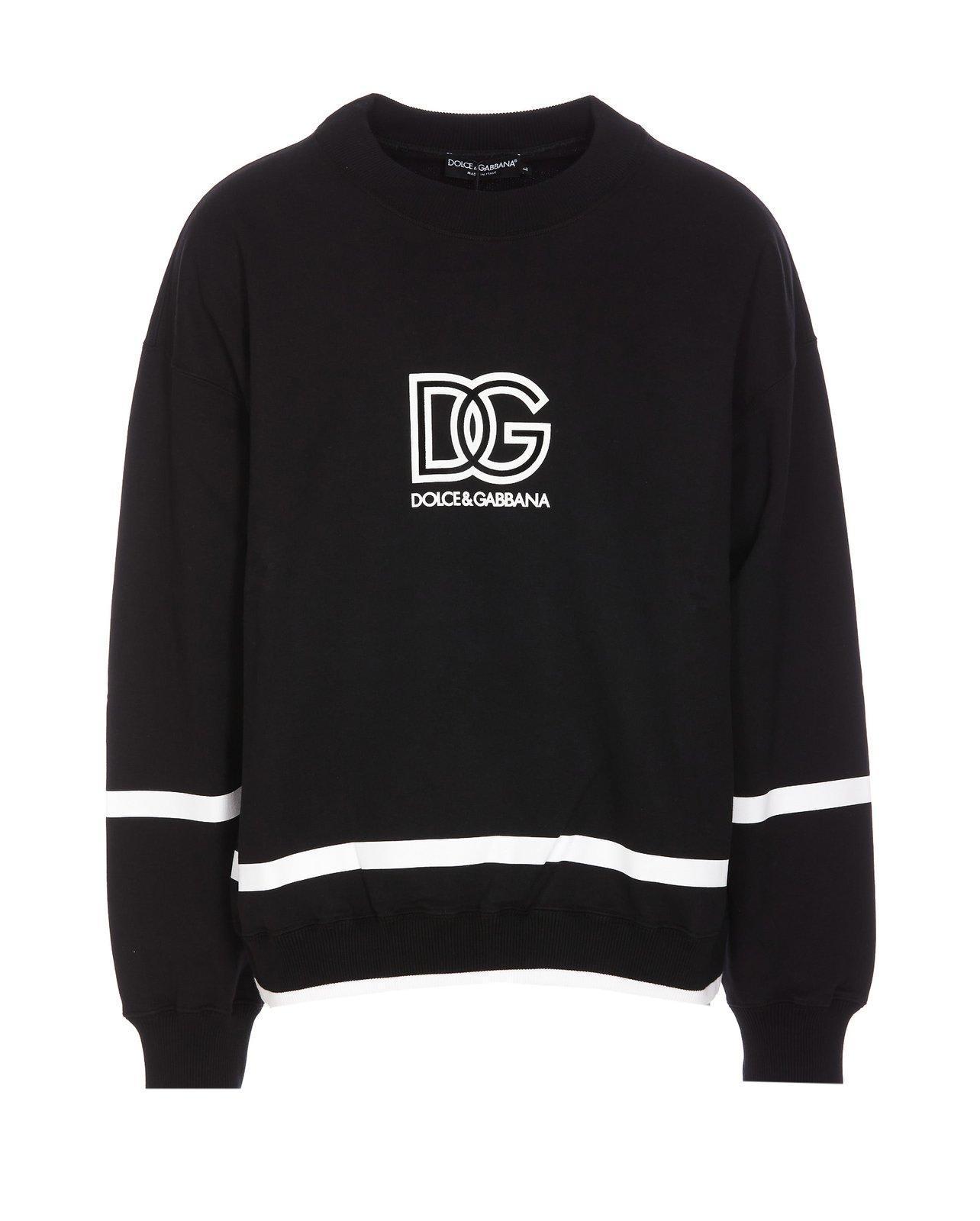 Dg Logo Printed Crewneck Sweatshirt In Negro Product Image