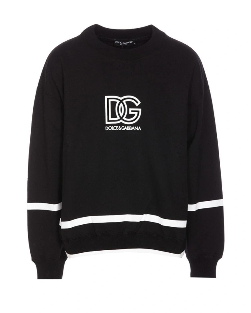 Dg Logo Printed Crewneck Sweatshirt In Negro Product Image