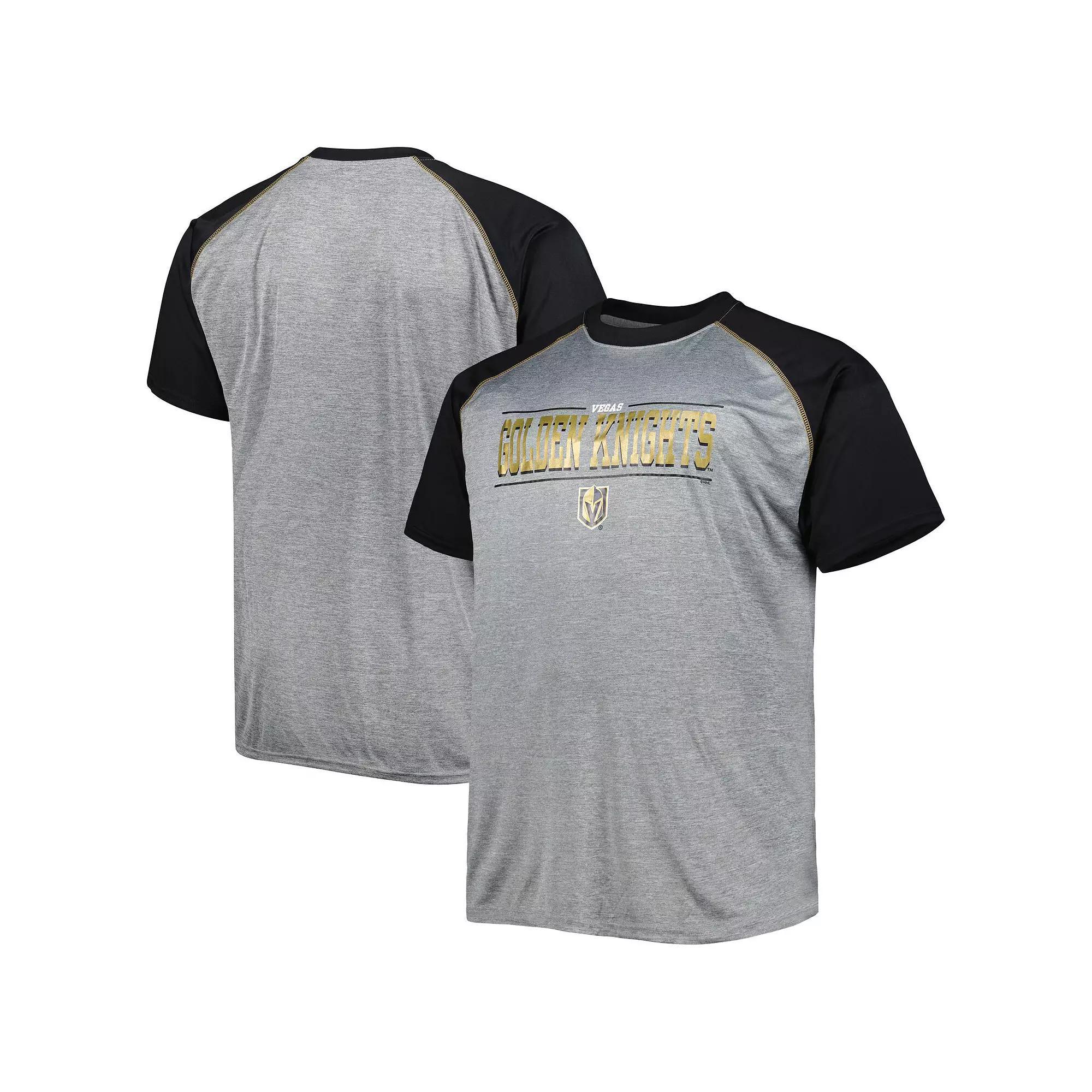 Men's Heather Gray Vegas Golden Knights Big & Tall Logo Raglan T-Shirt,  Product Image