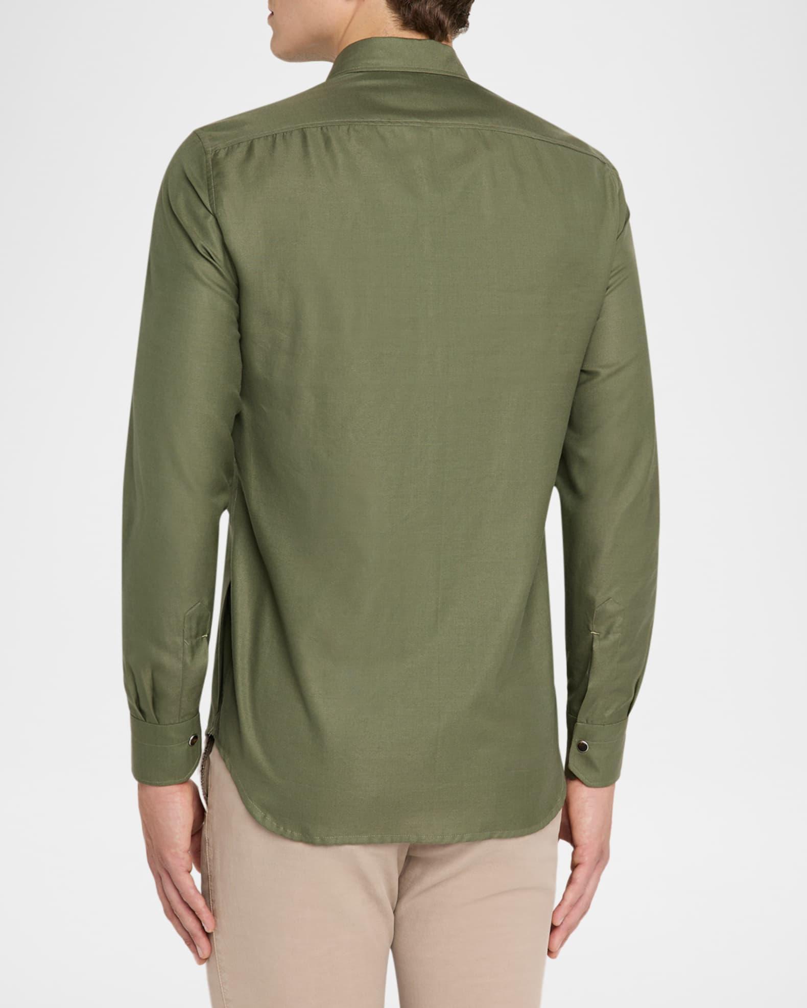 Men's Cotton and Silk Snap-Front Overshirt Product Image