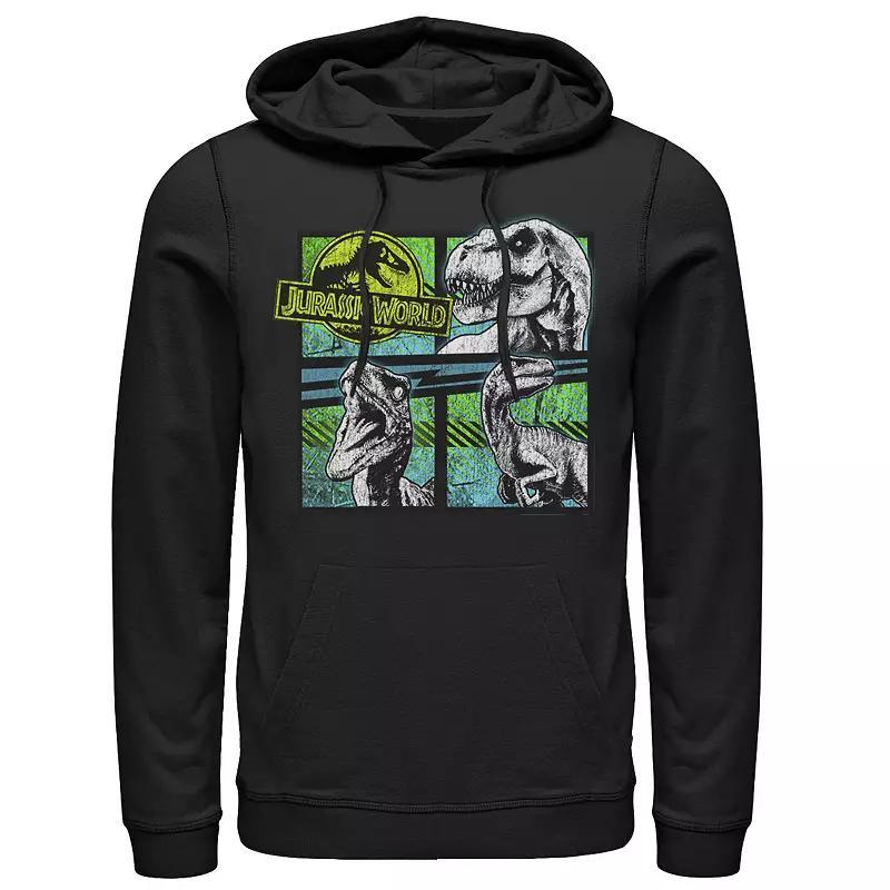 Men's Jurassic World Dinosaurs Group Of 3 Neon Pullover Graphic Hoodie, Size: Medium, Blue Product Image