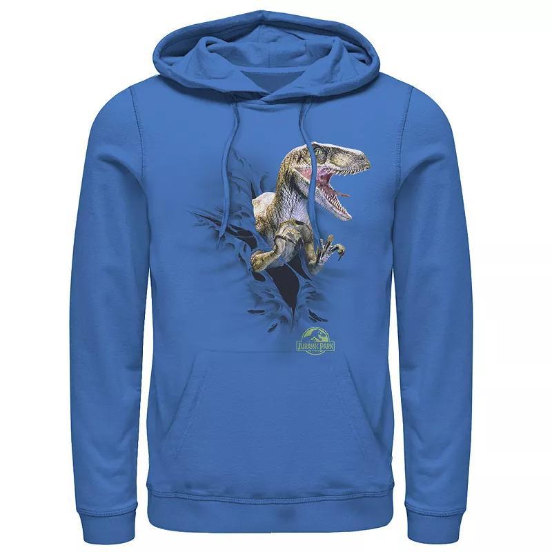 Men's Jurassic Park Velociraptor Tears Through Graphic Pullover Hoodie, Size: XXL, Royal Product Image