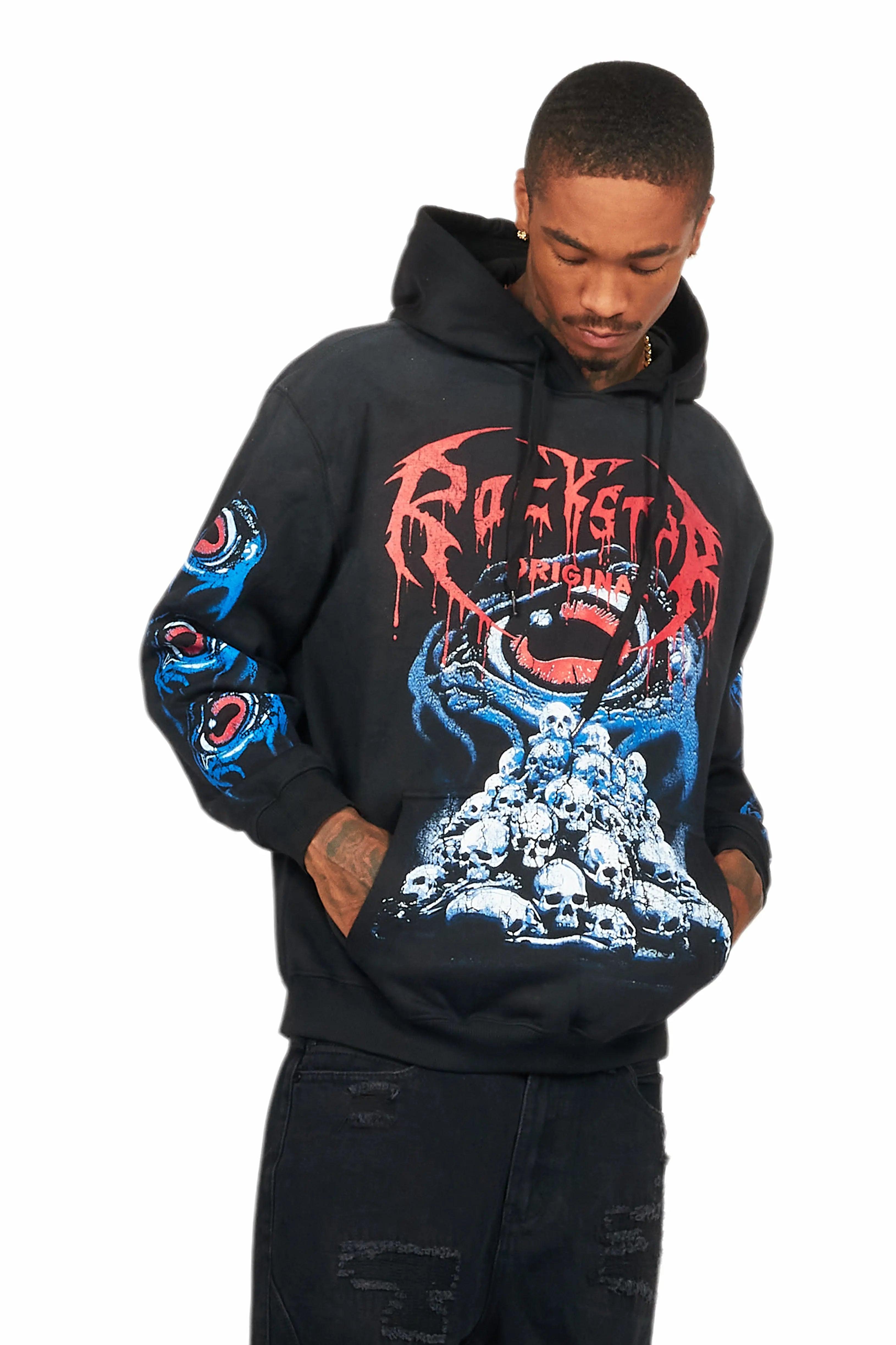 Vicious Black Graphic Hoodie Male Product Image