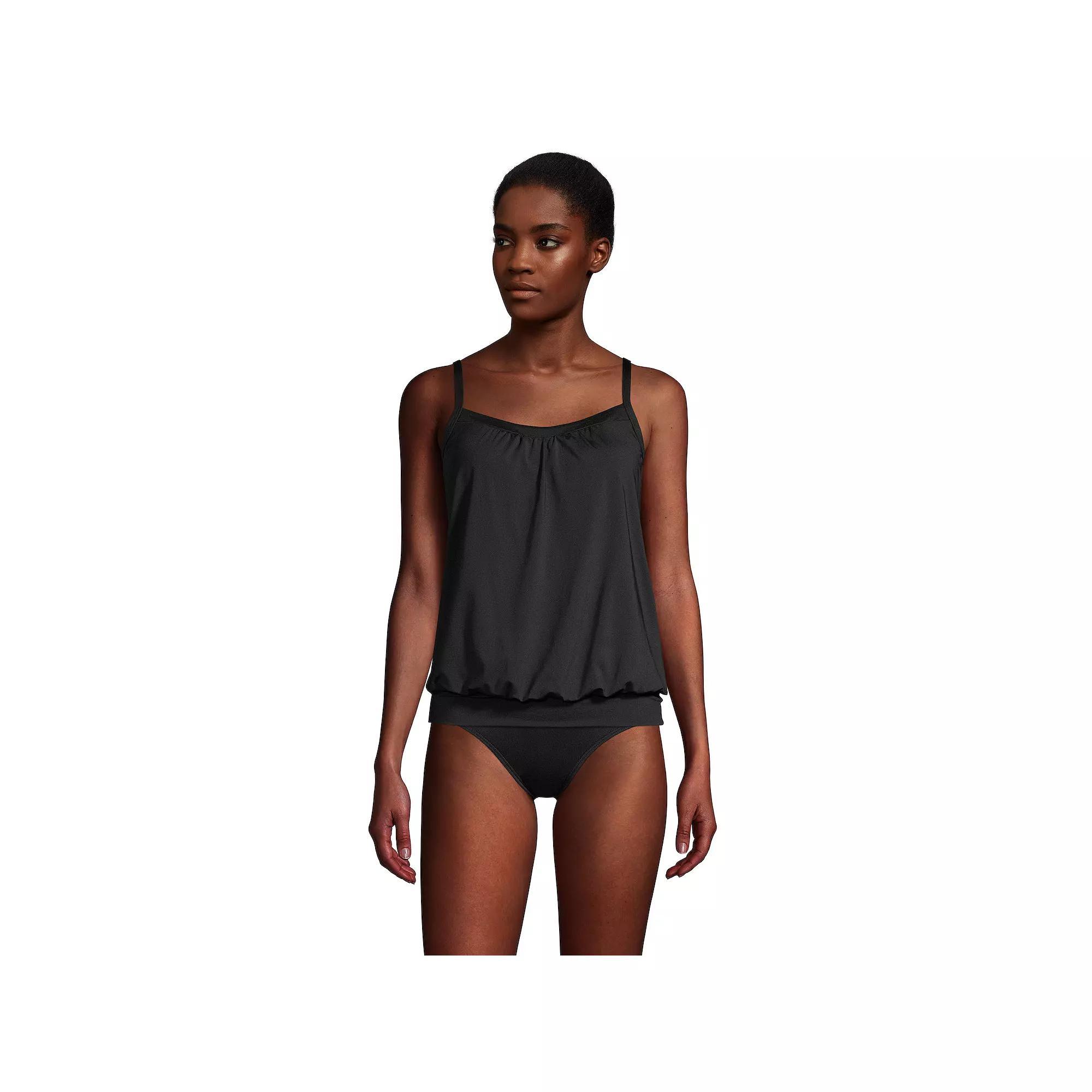 Women's Lands' End DDD-Cup Bust-Minimizer Blouson Chlorine-Resistant Tankini Swim Top,  Product Image