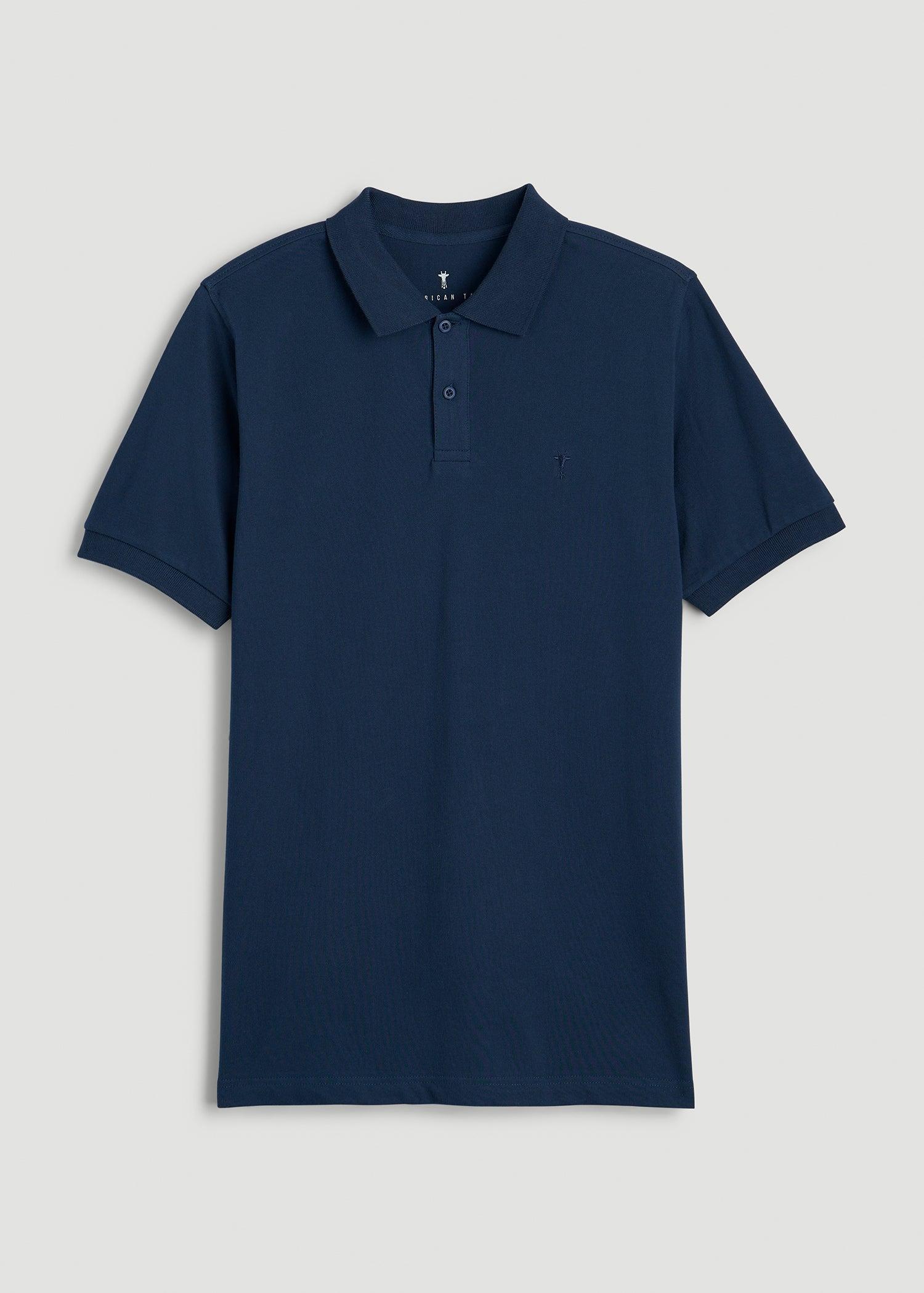 Classic Polo with Embroidered Logo for Tall Men in Marine Navy Male Product Image