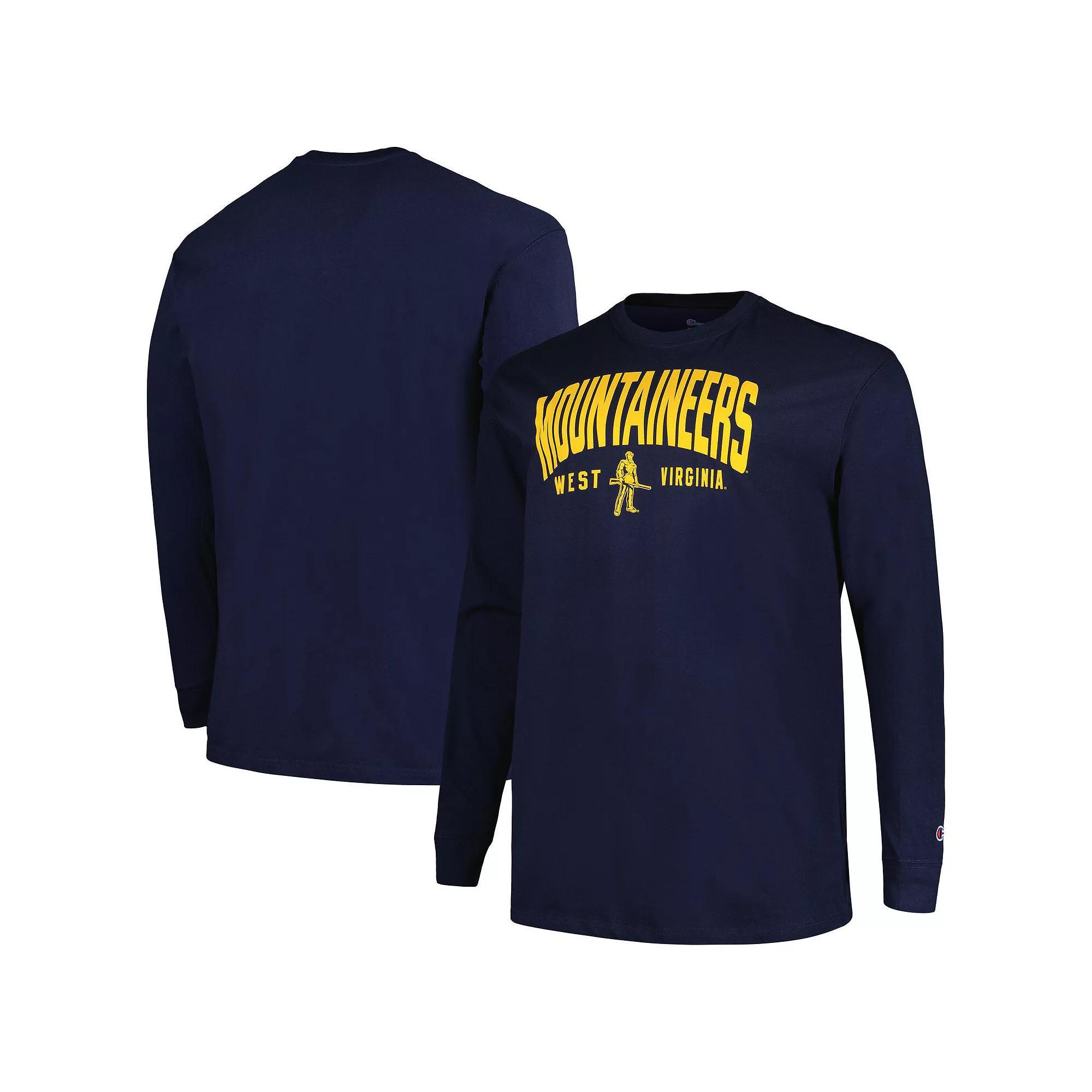 Men's Champion Navy West Virginia Mountaineers Big & Tall Arch Long Sleeve T-Shirt, Size: 2XB, Blue Product Image