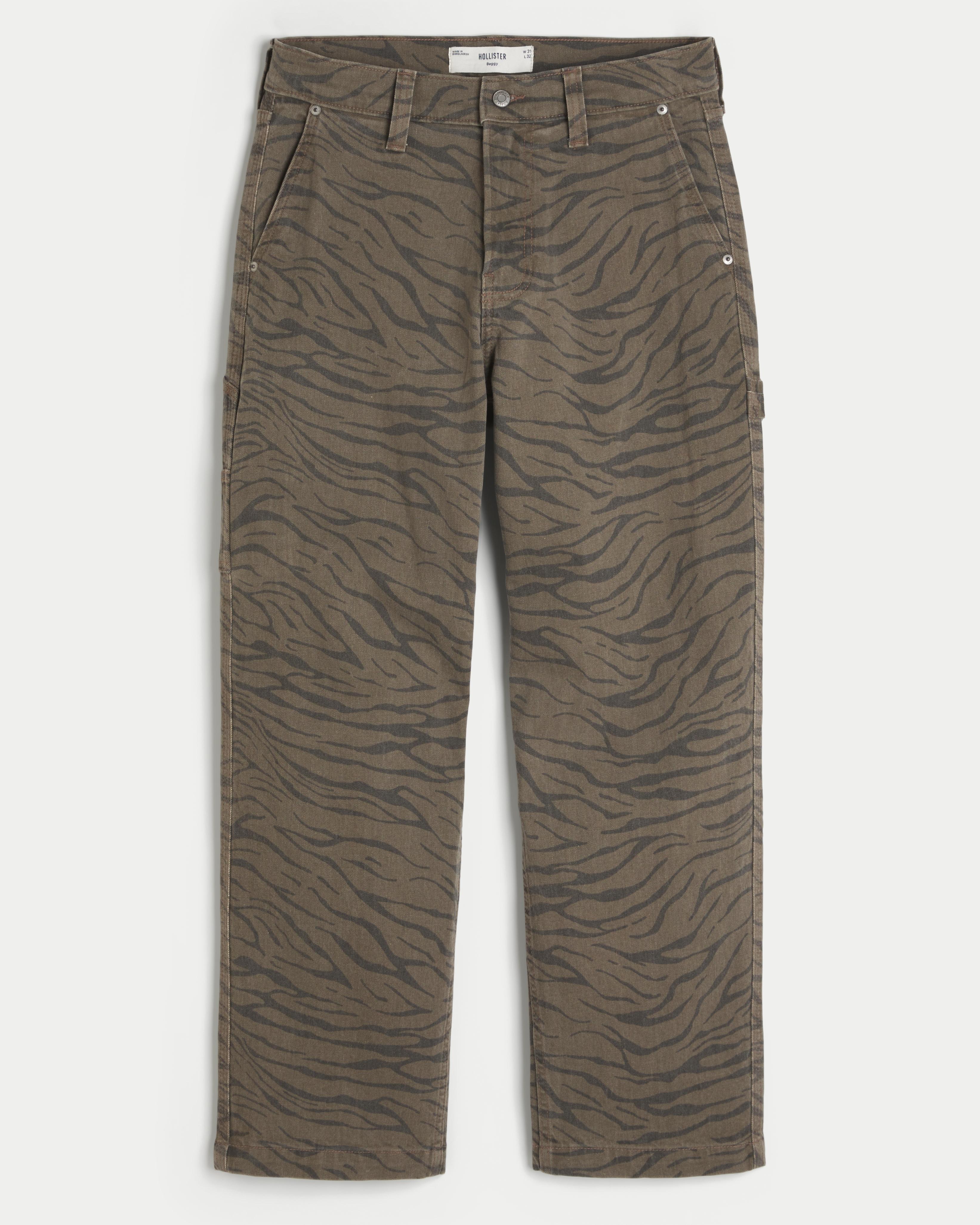 Zebra Print Baggy Painter Jeans Product Image