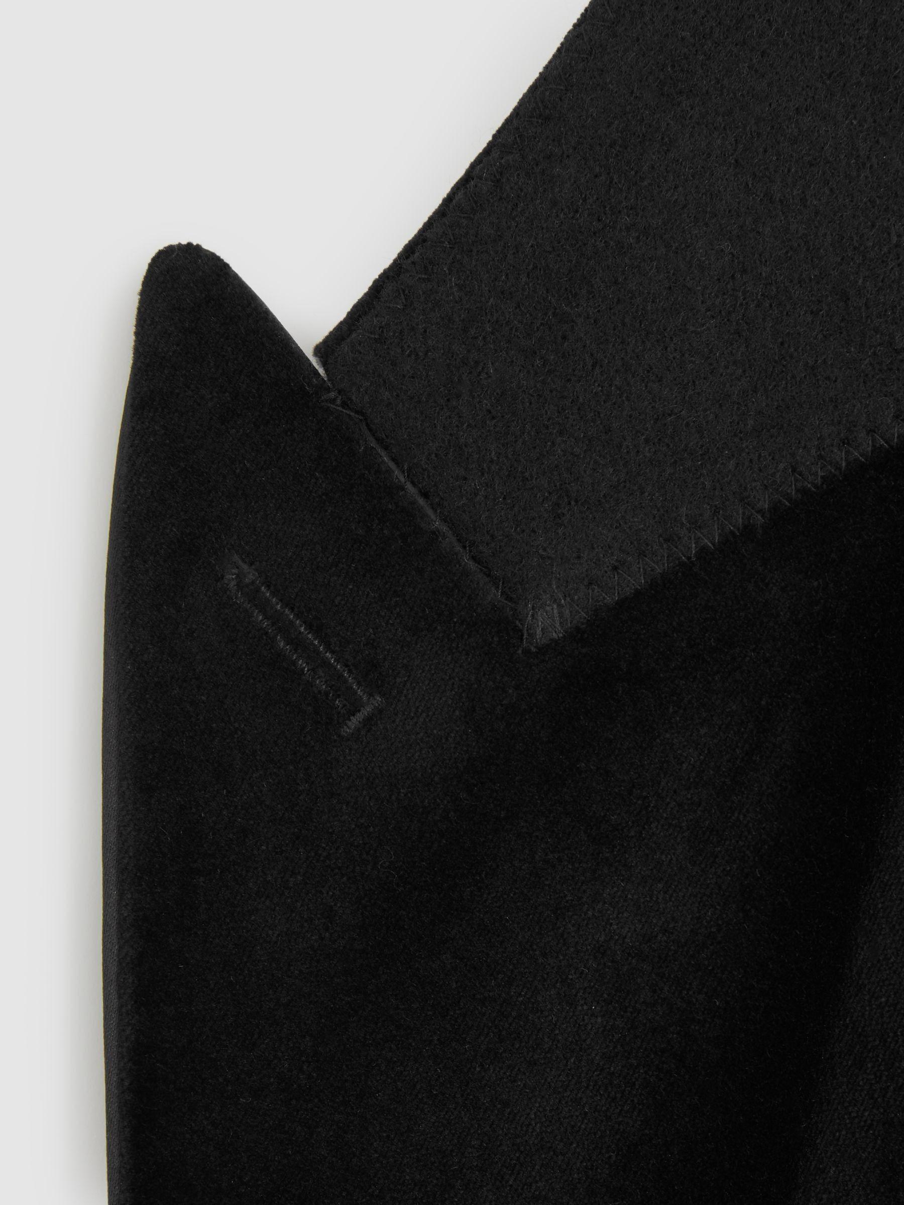 Velvet Single-Breasted Tuxedo Jacket in Black Product Image