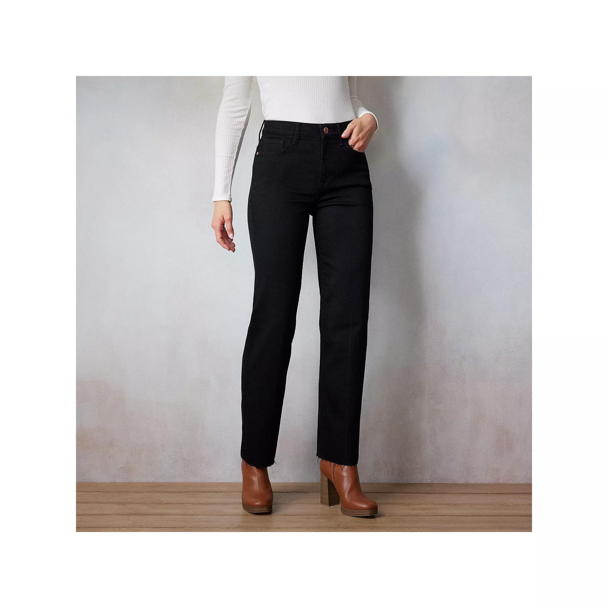 Women's LC Lauren Conrad Super High-Rise True Straight Jeans, Size: 2, Black Rinse Product Image