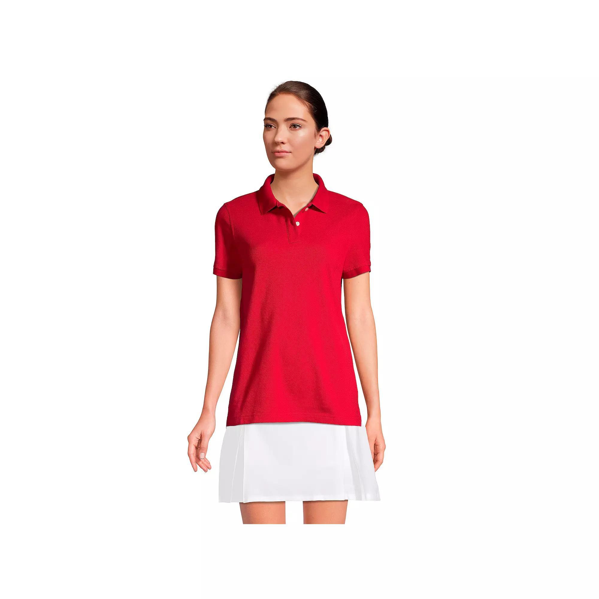 Women's Lands' End School Uniform Short Sleeve Mesh Polo Shirt, Size: Small, Red Product Image