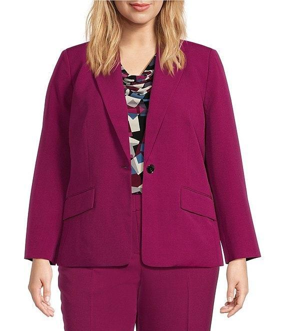 Kasper Plus Size Stretch Crepe Notch Collar Long Sleeve Blazer Product Image