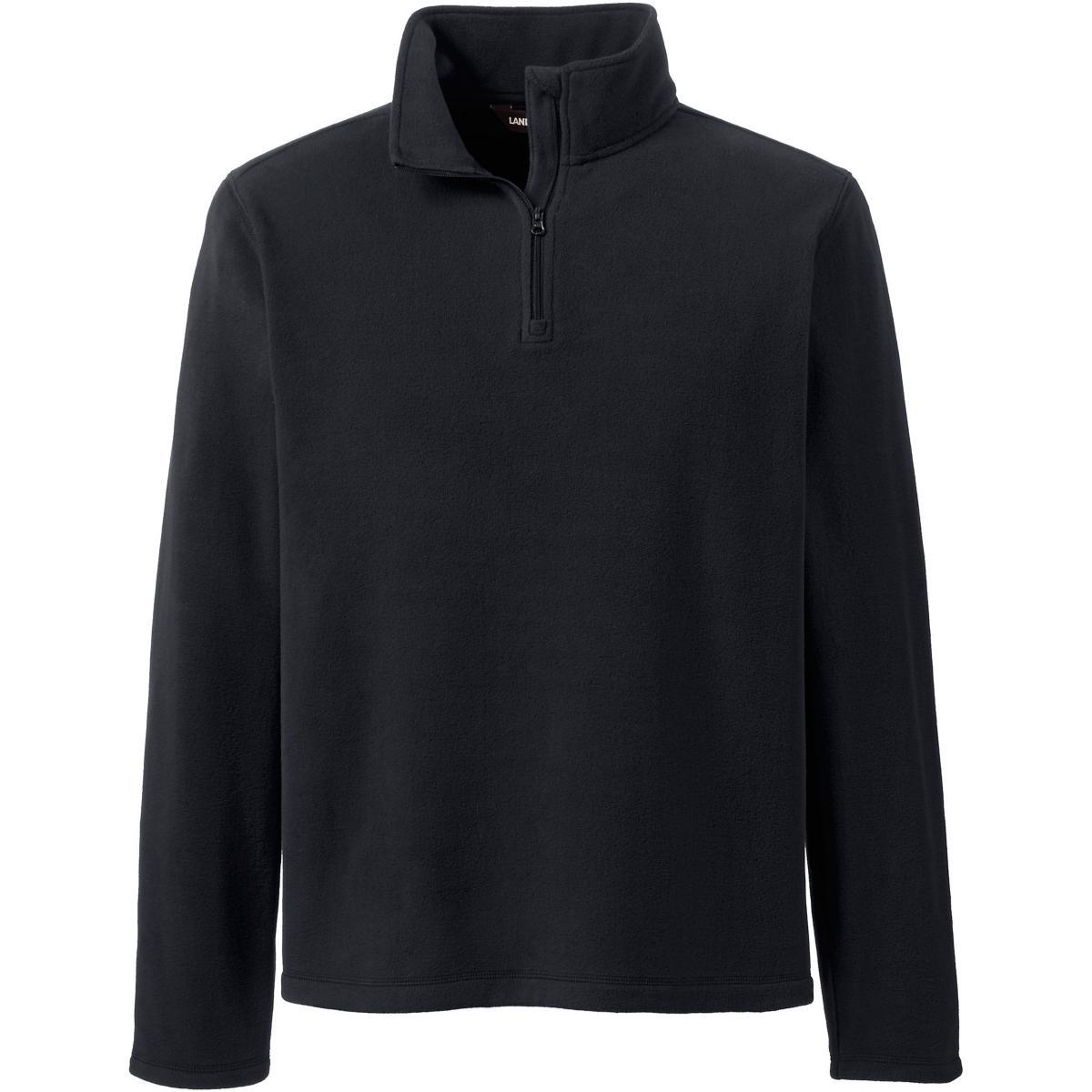 Men's Lands' End Lightweight Fleece Quarter Zip Pullover, Size: Medium, Black Product Image